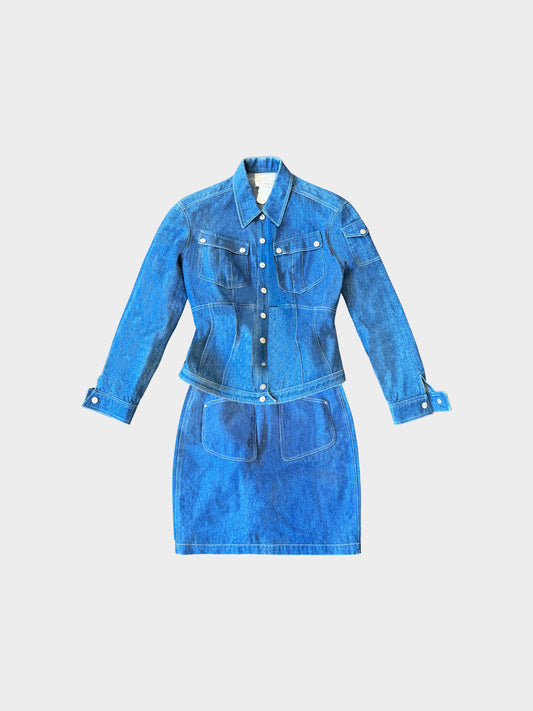 Thierry Mugler 1990s Denim Jacket and Skirt Set