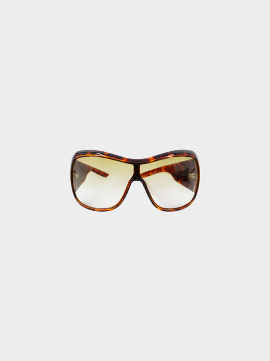 Christian Dior 2000s Brown Tortoiseshell Oversized Sunglasses
