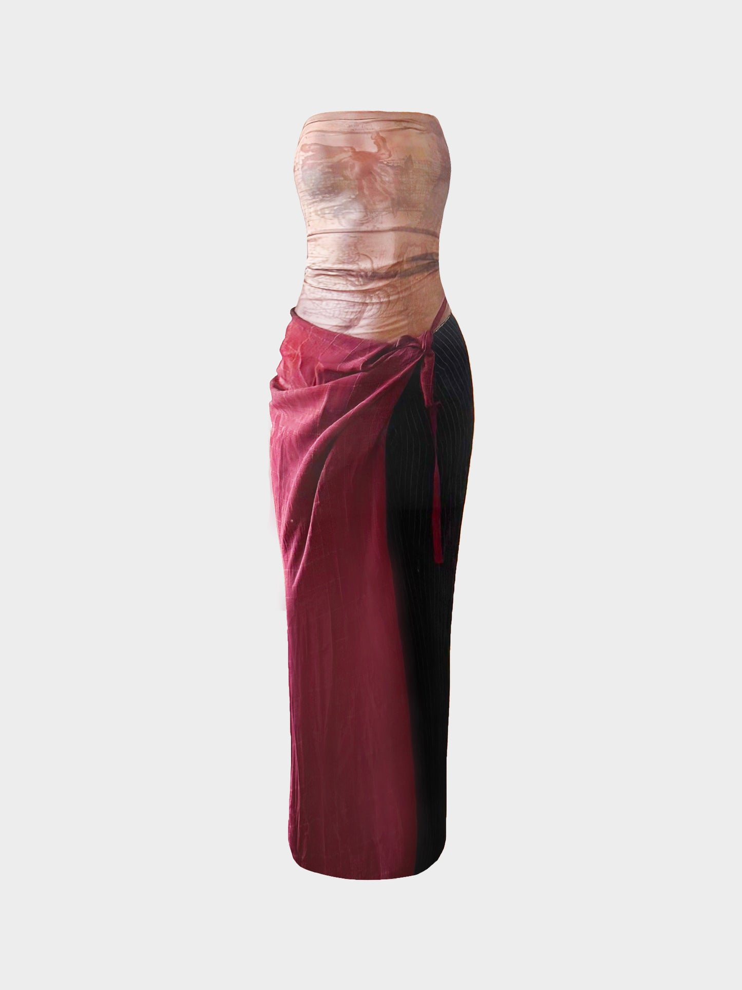 Jean Paul Gaultier 1995 Map Print Sheer Tube Top and Skirt Set