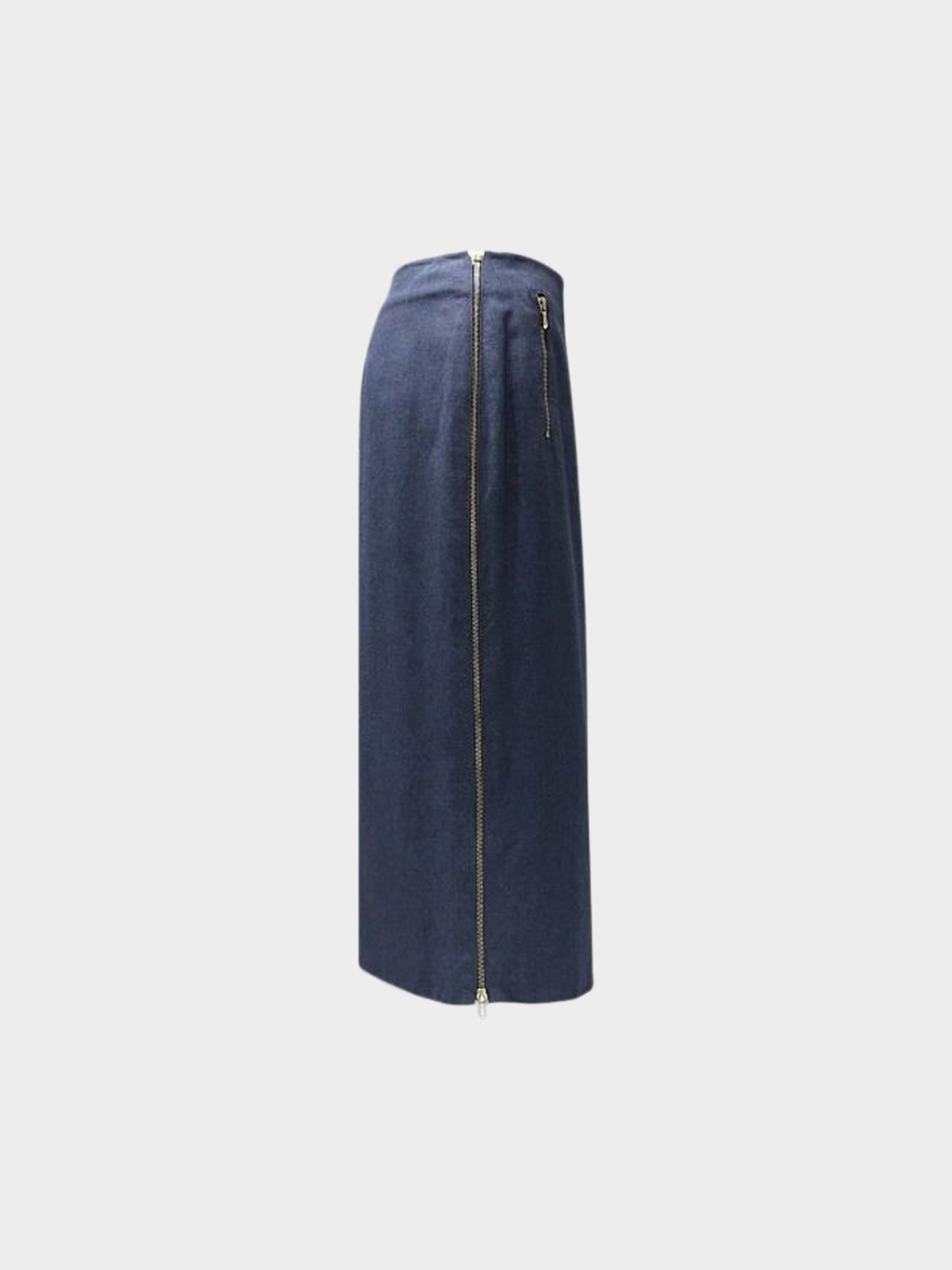 Christian Dior by John Galliano FW 2000 Navy Belted Long Zip Skirt