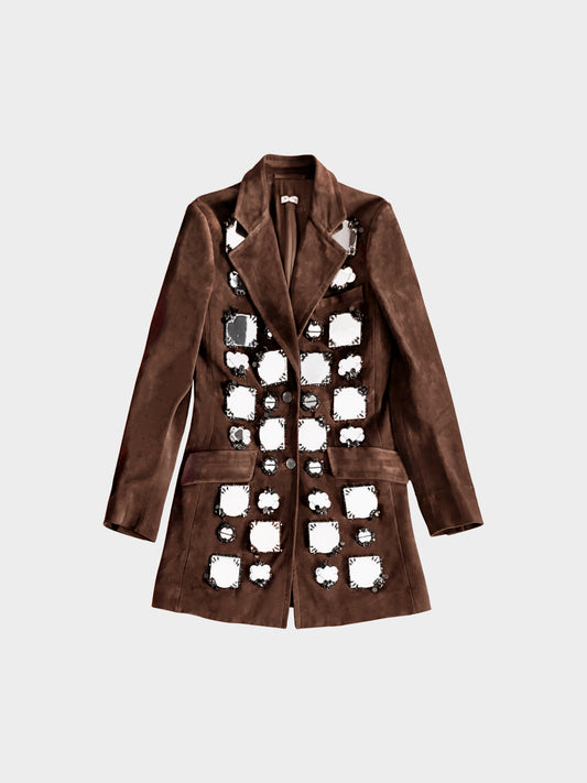 Miu Miu FW 2012 Brown Suede Mirrors-detailed Coat