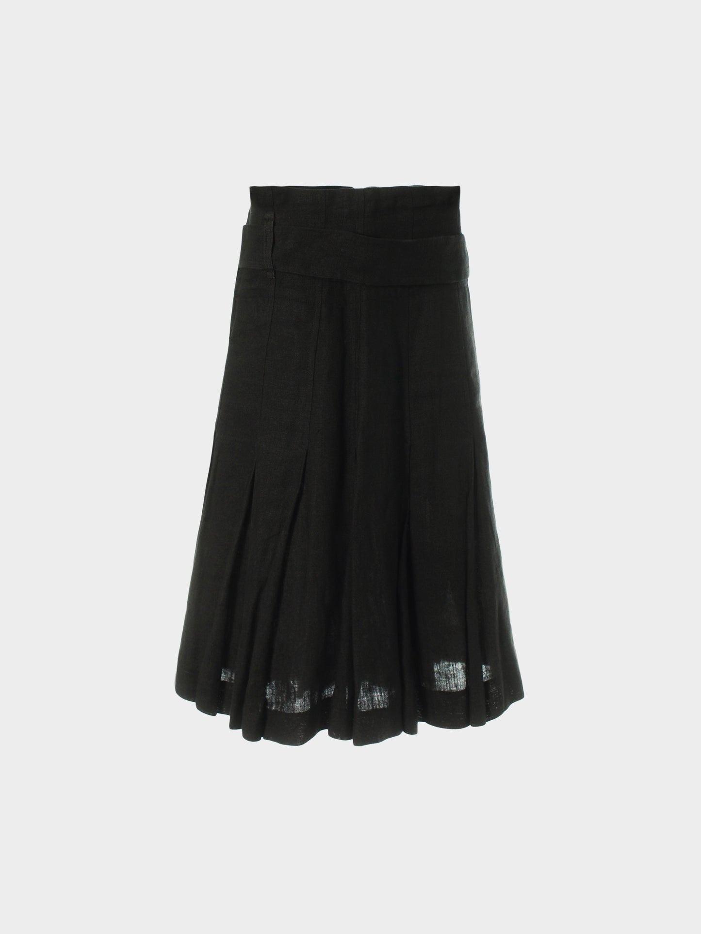 Comme des Garçons 1990s Black Linen Pleated Skirt