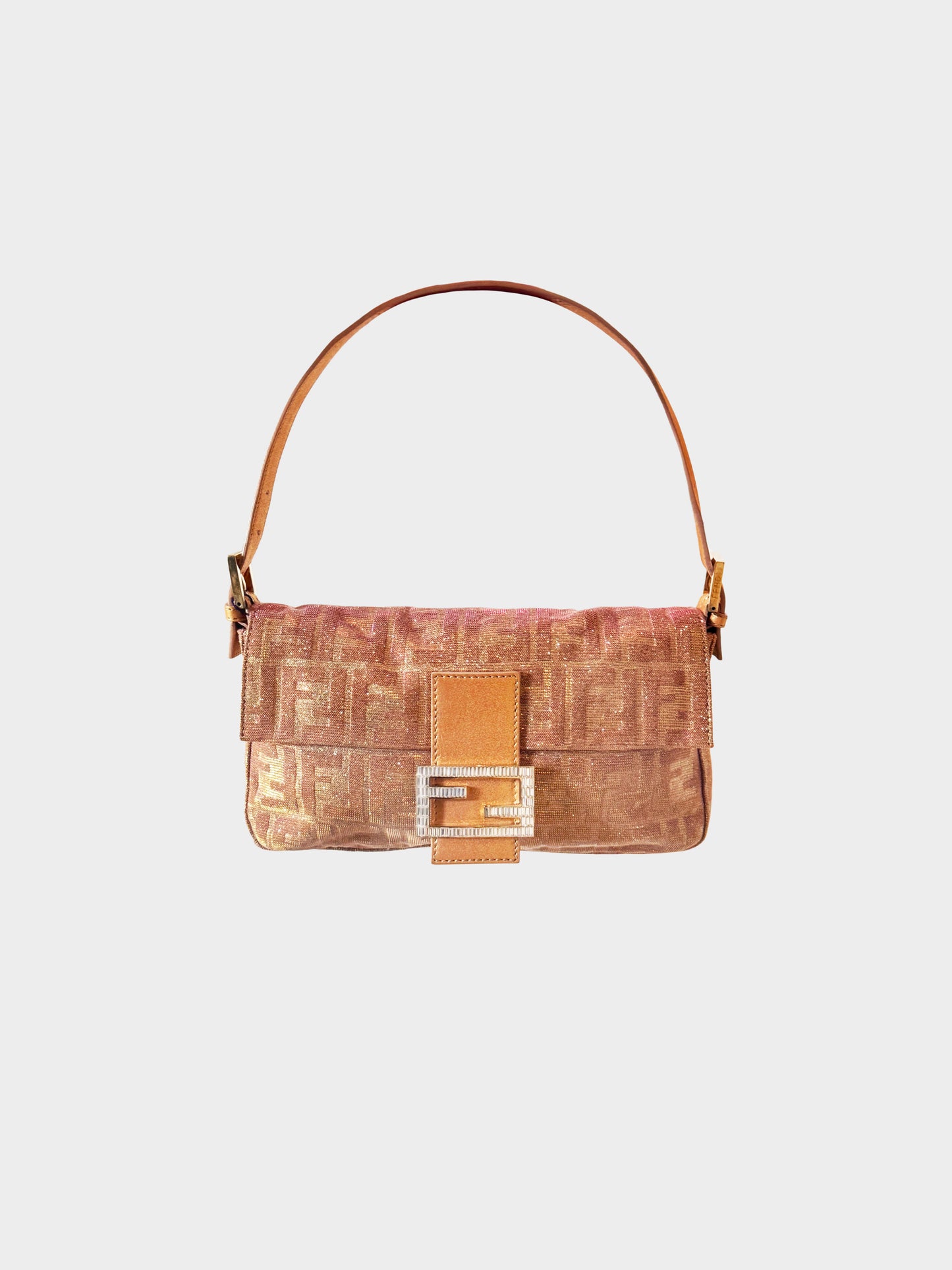 Fendi 2012 Pink and Gold Metallic Lurex Ombre Zucca Baguette