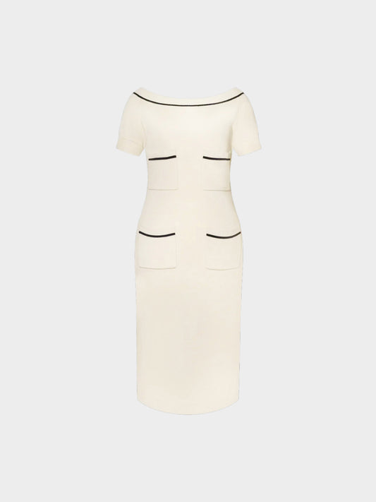 Chanel by Karl Lagerfeld 2000s Beige Knit Bow Dress