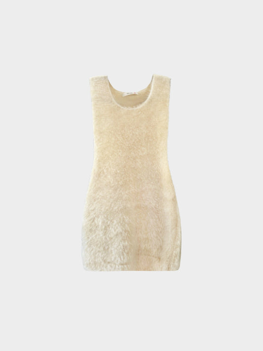 Céline by Phoebe Philo 2010s Light Cream Mohair Tank Top