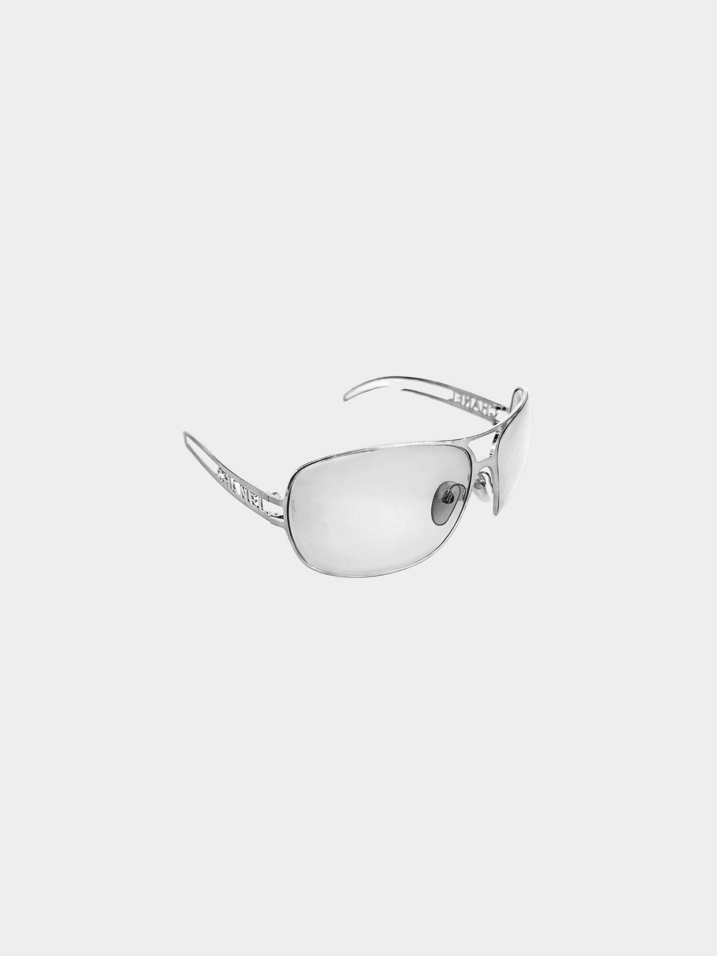 Chanel 1990s Silver Aviator Sunglasses