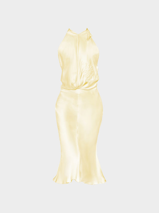 Chloé 2000s Yellow Silk Halter Dress