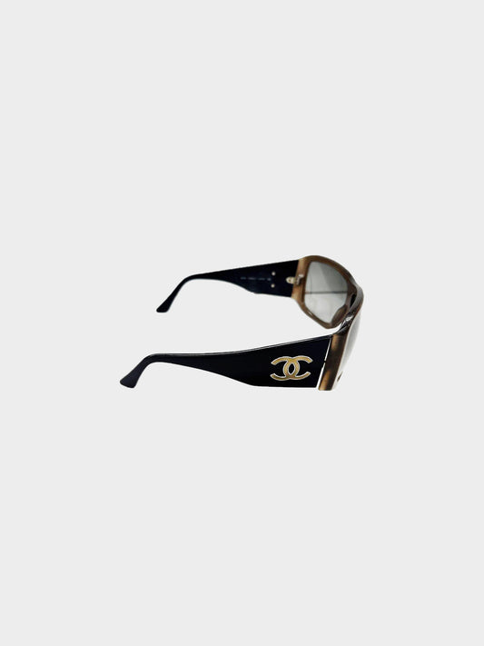 Chanel 2000s Black and Brown 5079 Sunglasses