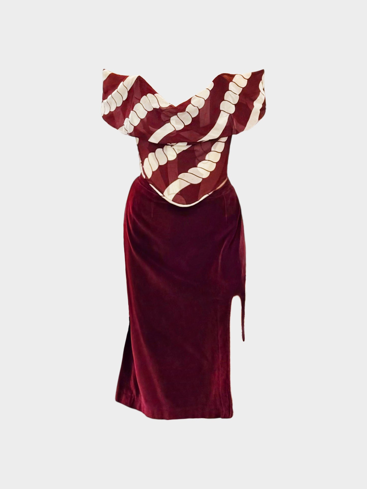Vivienne Westwood SS 1998 Maroon Rope Print Ensemble