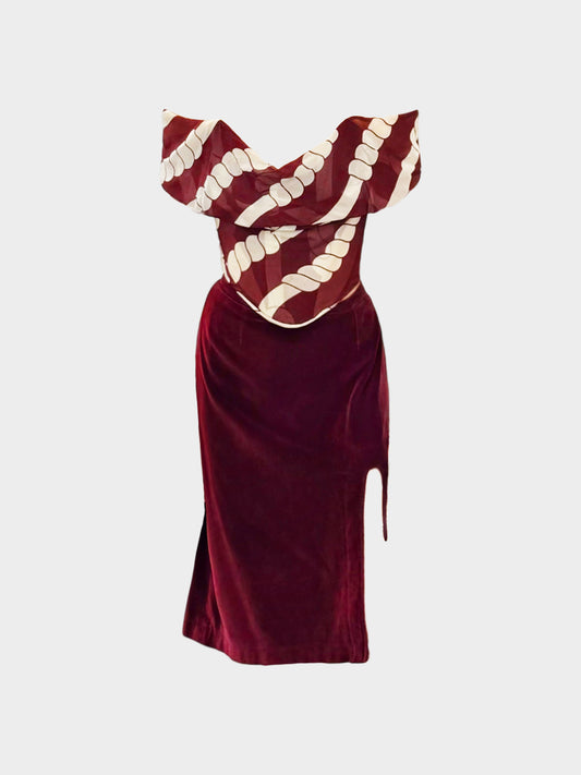 Vivienne Westwood SS 1998 Maroon Rope Print Ensemble