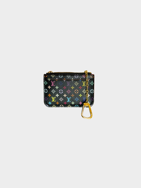 Louis Vuitton Early 2010s Black and Multicolor Murakami Pochette Cles NM Key Holder