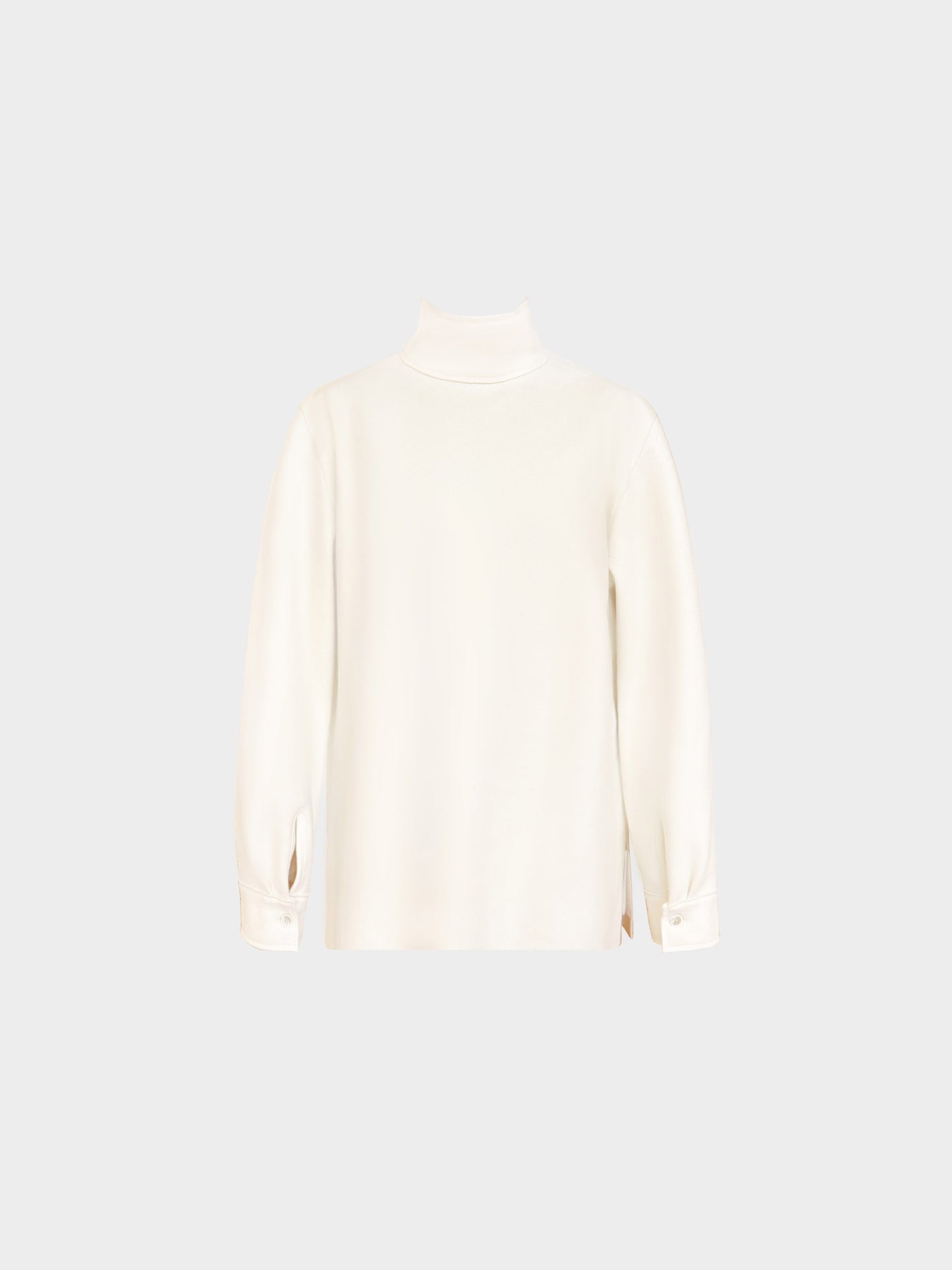 Jil Sander 2010s White Wool Blend High-neck Long Sleeved Top