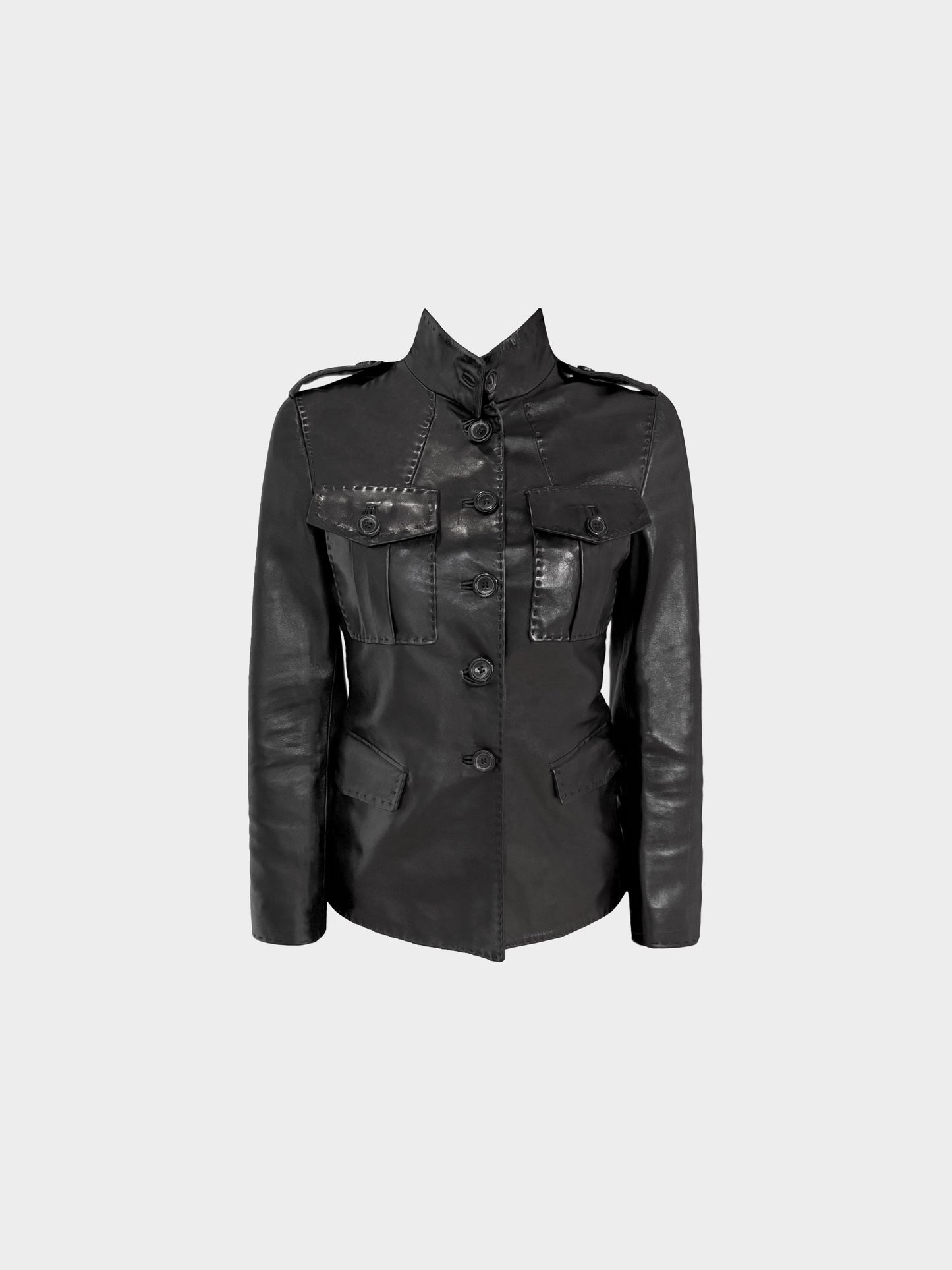 Yves Saint Laurent 2000s Rive Gauche Button-down Leather Jacket