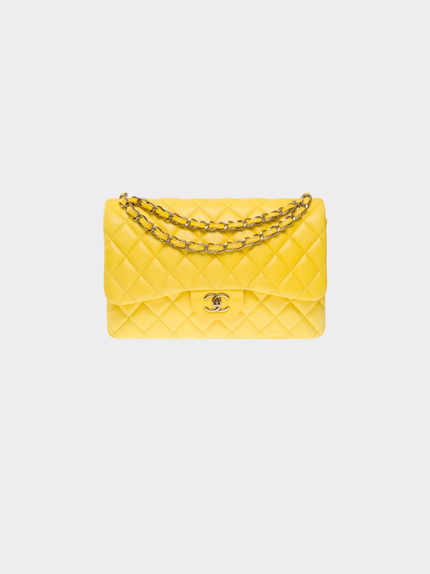 Chanel 2011 Yellow Leather Jumbo Classic Double Flap Bag