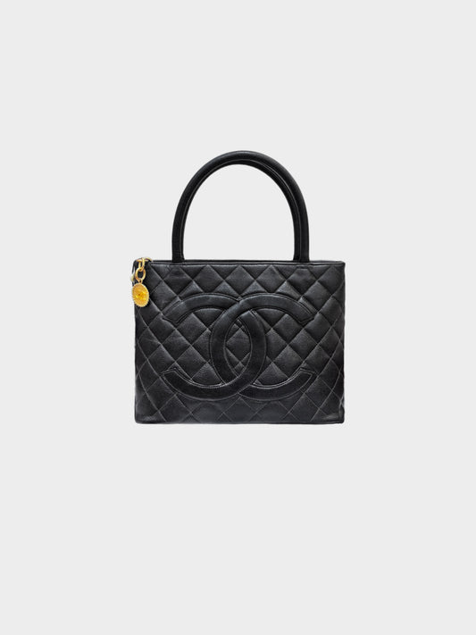 Chanel 2010s Black Caviar Timeless Medallion Tote Bag