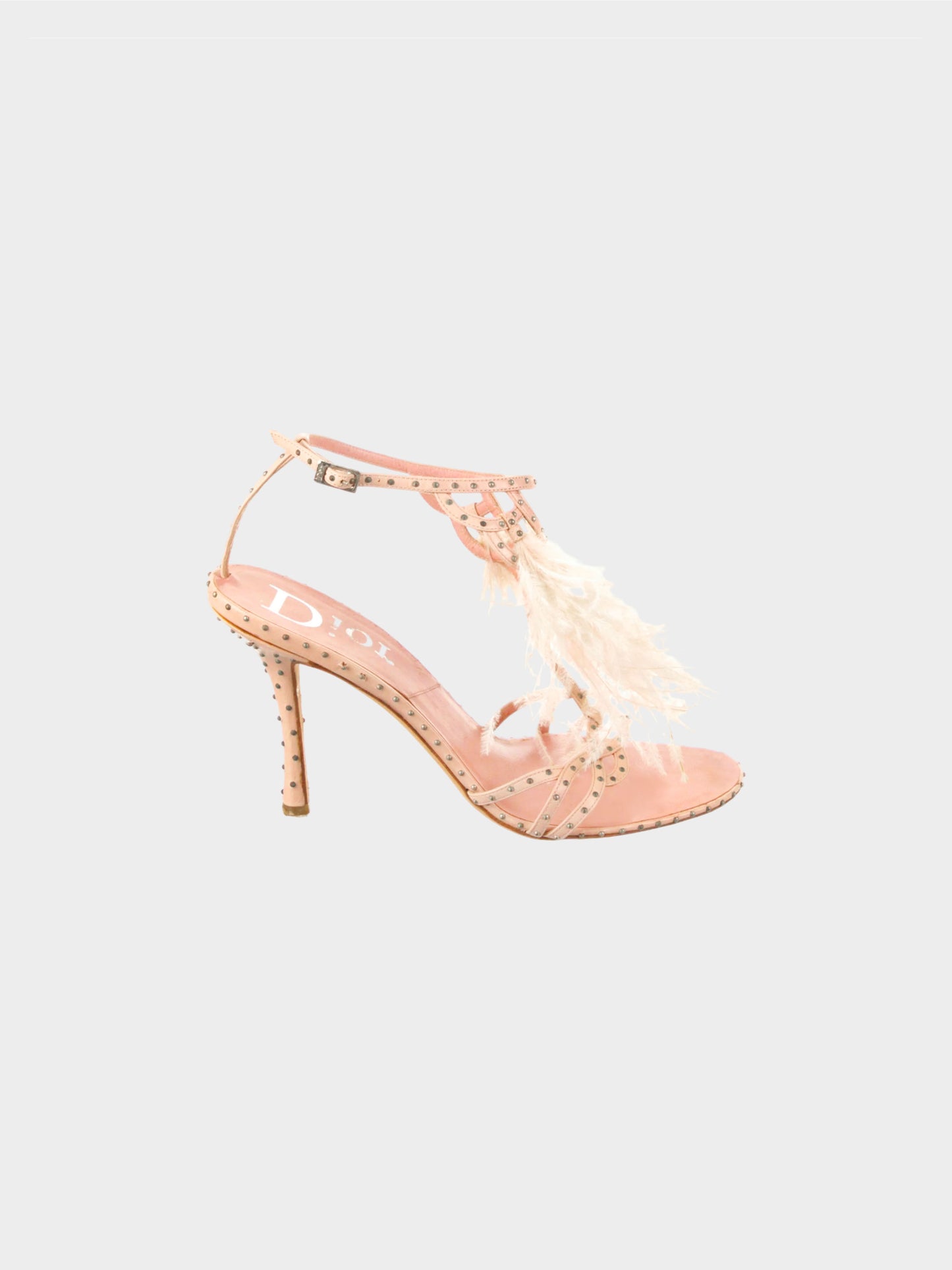 Christian Dior by John Galliano 2000s Pastel Pink Studded Leather Heels