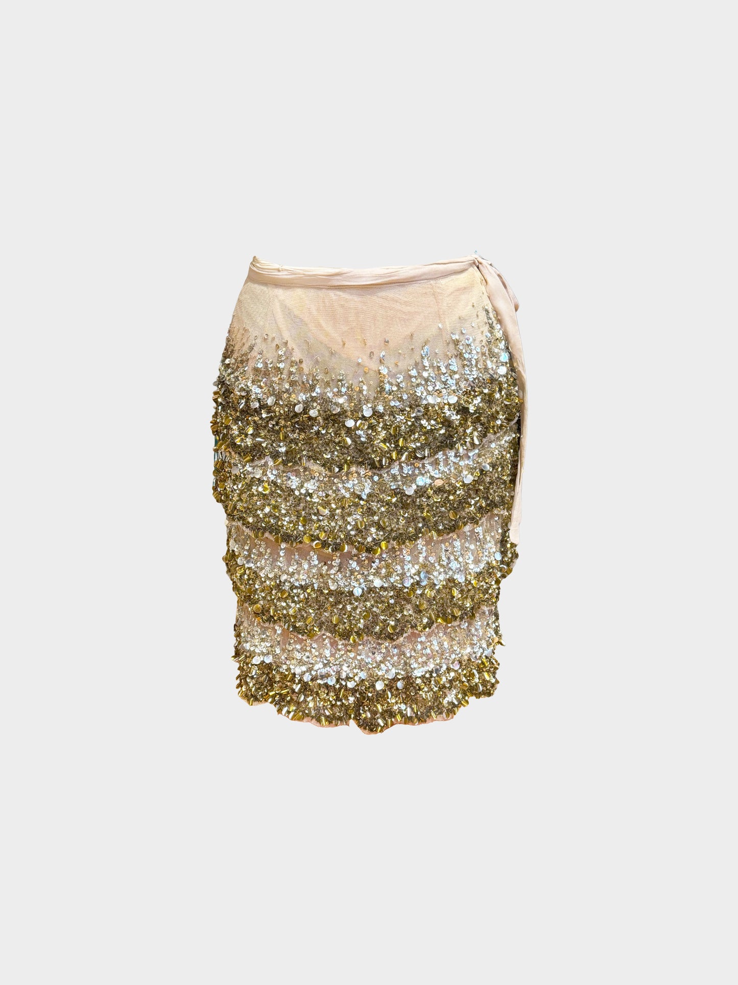 Blumarine 2000s Glitter Sequins Mesh Skirt