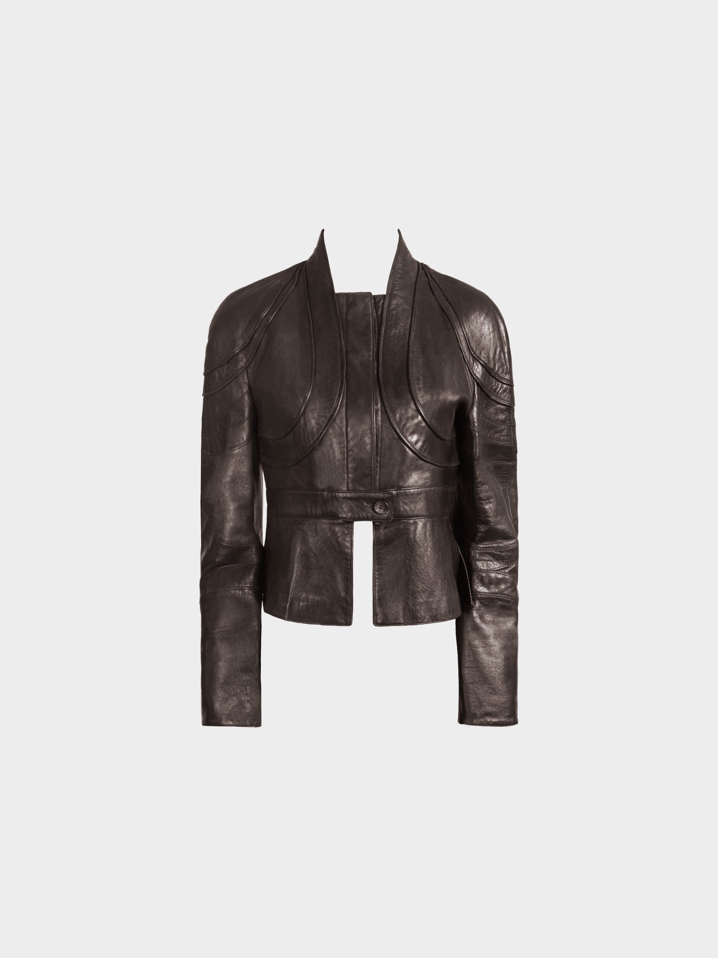Valentino 2000s Dark Grey Tapered Leather Jacket