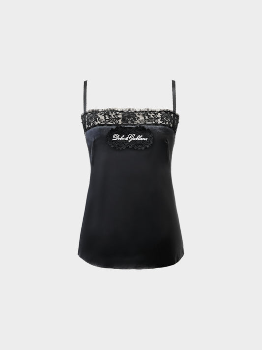 Dolce and Gabbana 2017 Black Silk and Lace Camisole