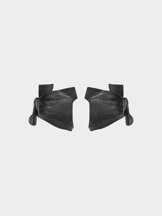 Chanel by Karl Lagerfeld 2000s Black Lambskin Leather Self-tie Fingerless Gloves
