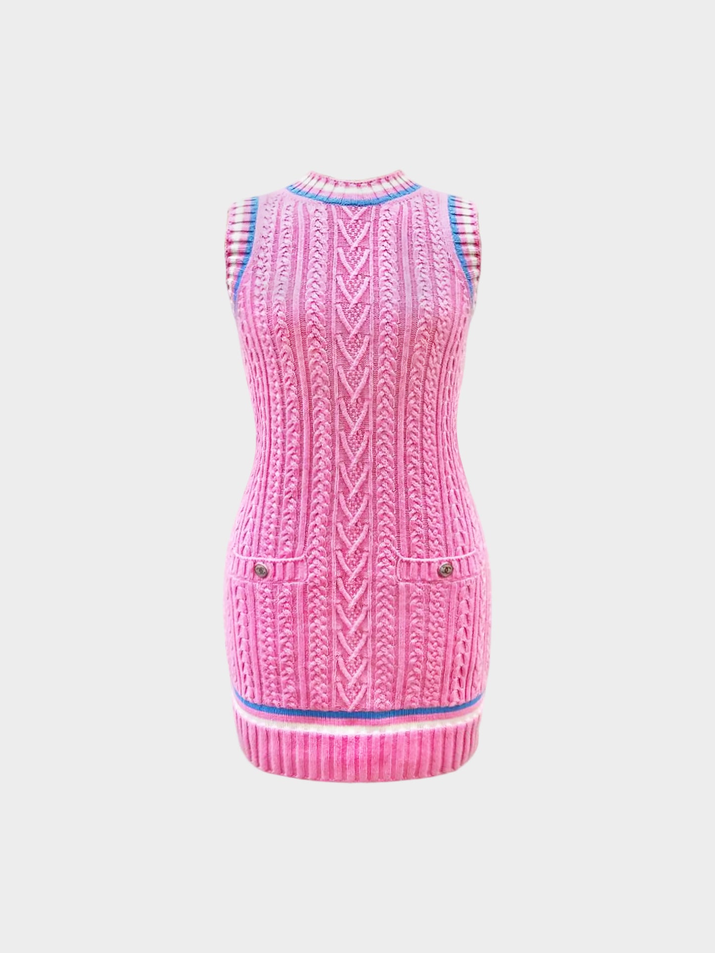 Chanel 2023 Pink Cable Knit Dress