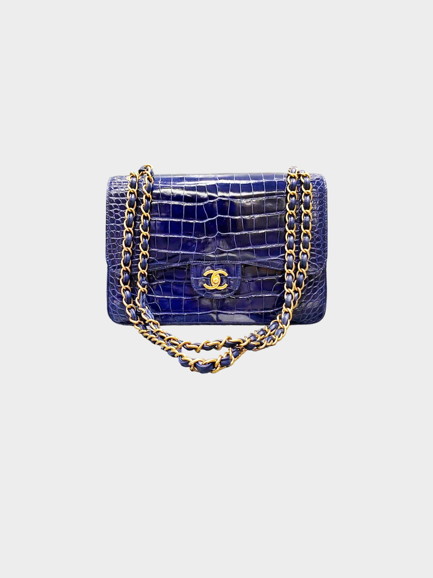 Chanel 2016 Royal Blue Alligator Jumbo Classic Double Flap Bag