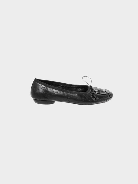 Chanel FW 2010 Black Leather Cambon Ballet Flats
