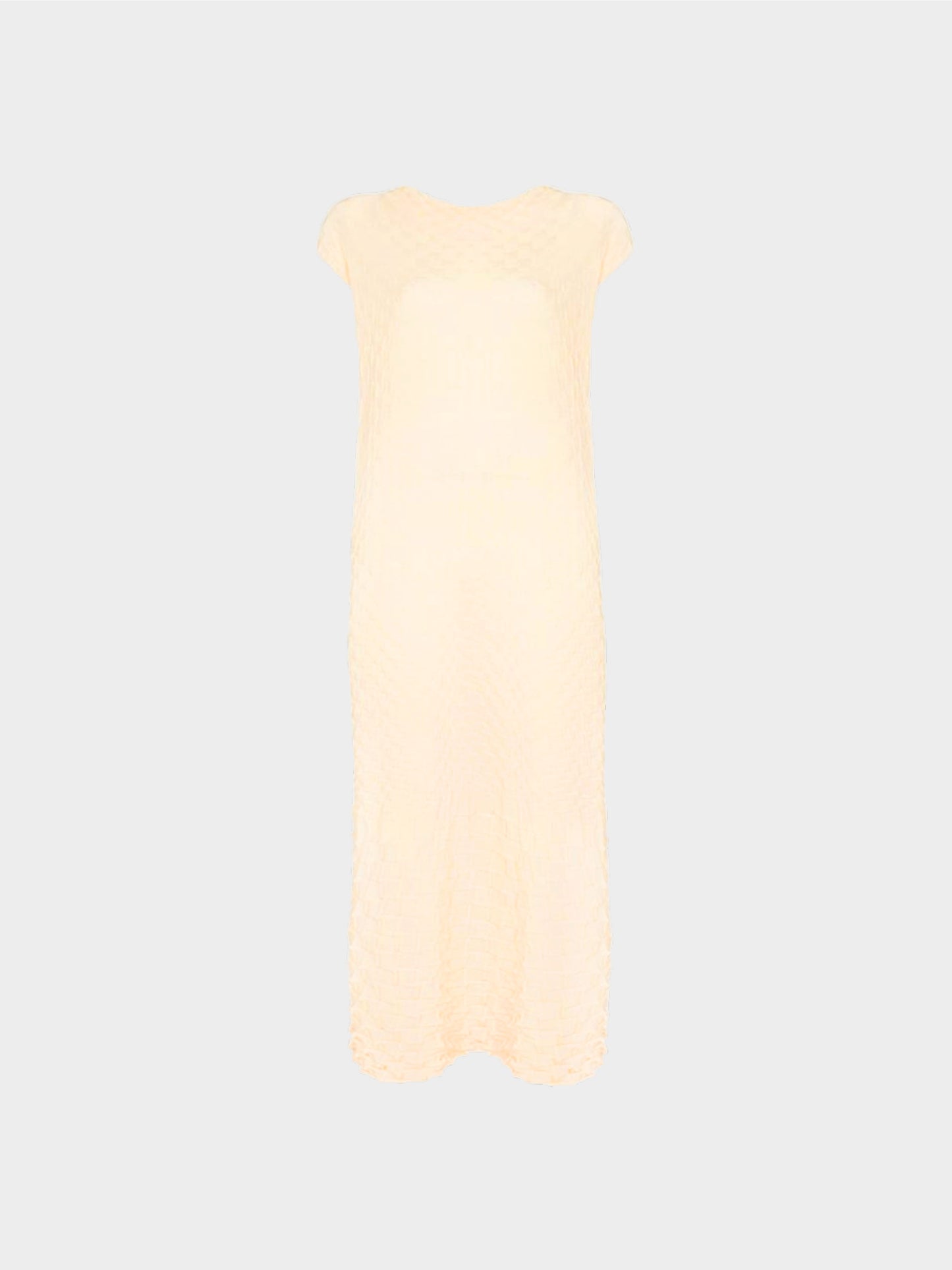 Issey Miyake Fall 2023 Beige Shell Knit Wool Maxi Dress