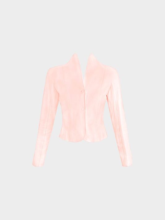 Christian Dior Late 2000s Baby Pink Lambskin Leather Short Blazer