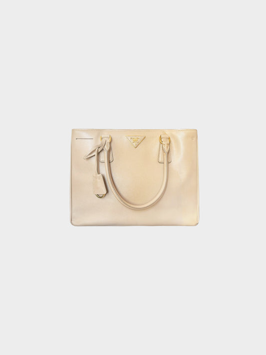 Prada 2010s Beige Saffiano Lux Leather Galleria Tote Bag