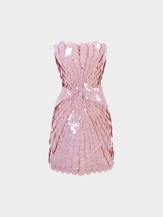 Versace 2009 Runway Pink Sequins Mini Dress