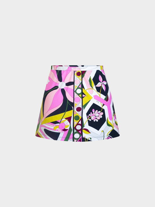 Emilio Pucci 2002 Multicolor Floral Pattern Skirt
