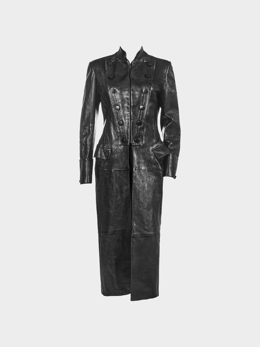 Yves Saint Laurent FW 2001-2002 Rive Gauche Black Leather Coat