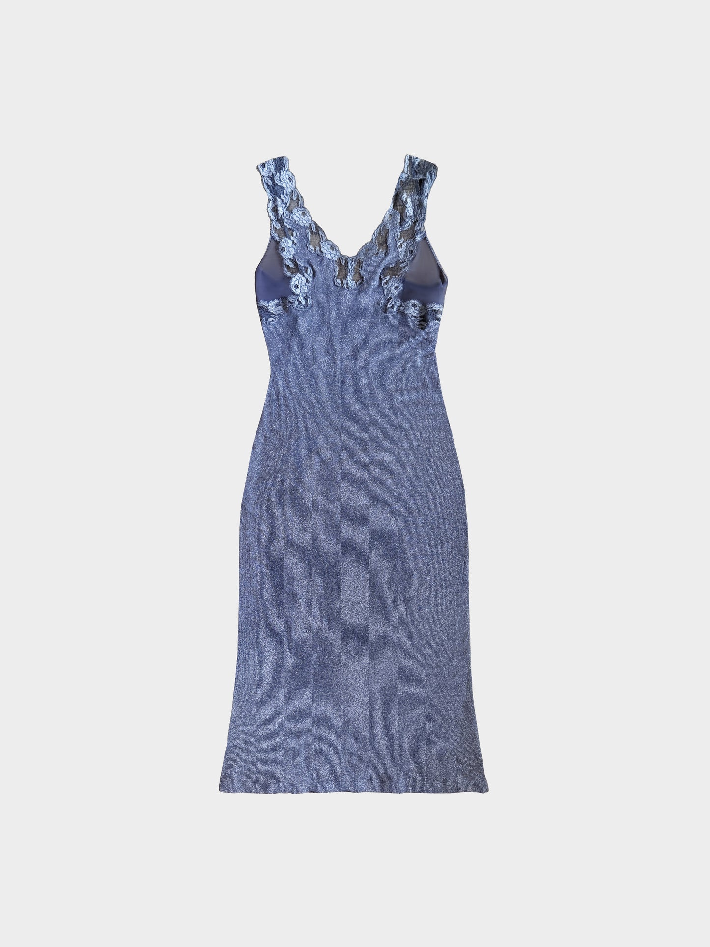La Perla 2000s Greyish Purple Lace Slip Dress