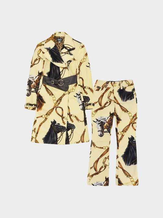 Dolce and Gabbana 1990s Beige Equestrian Coat and Pants Set