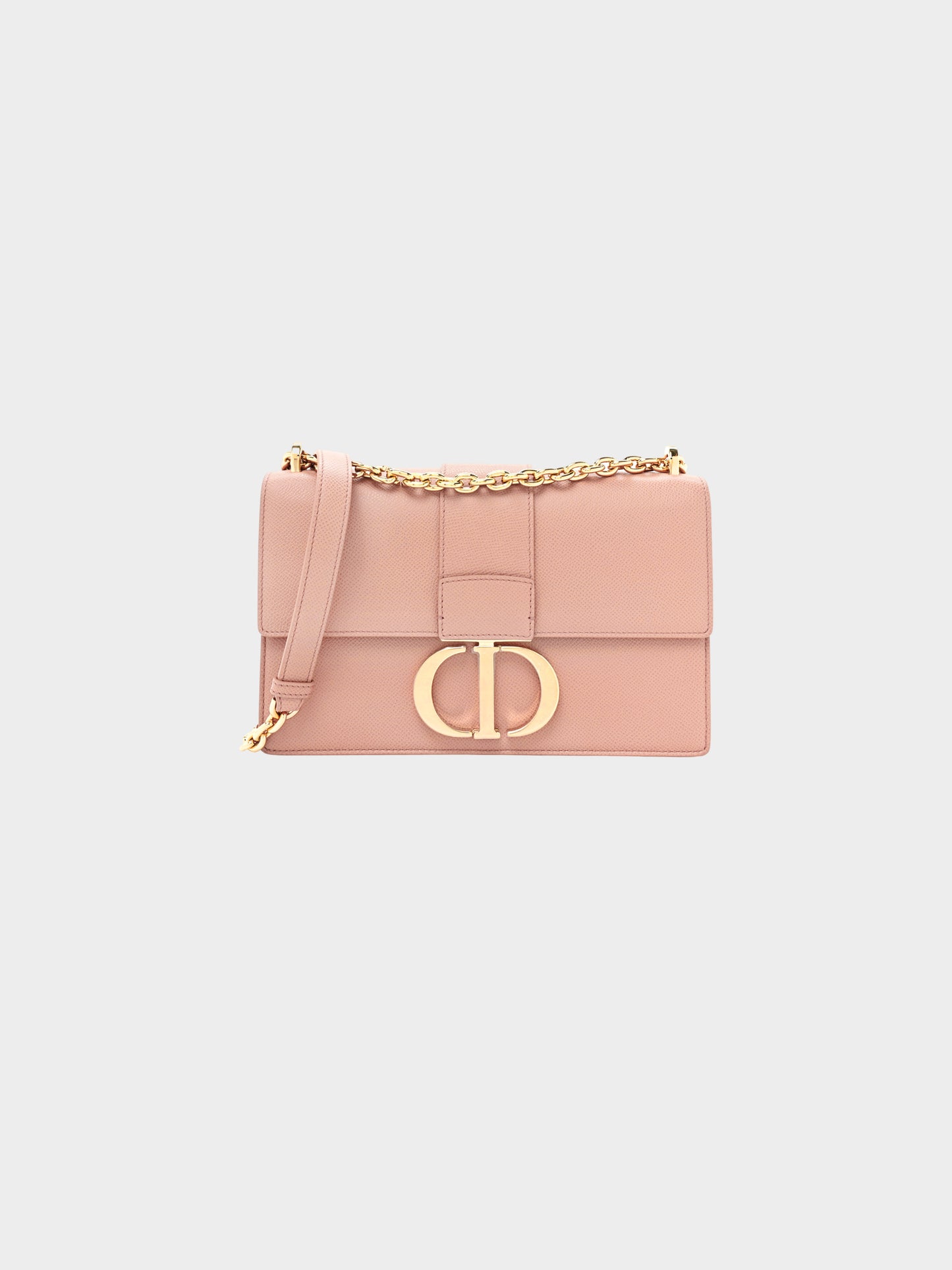 Christian Dior 2020 Blush Pink Grained Calfskin 30 Montaigne Flap Bag