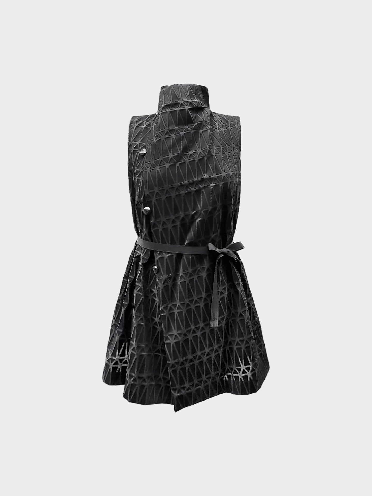 Issey Miyake 2017 Black Facet Pattern Vest Mini Dress