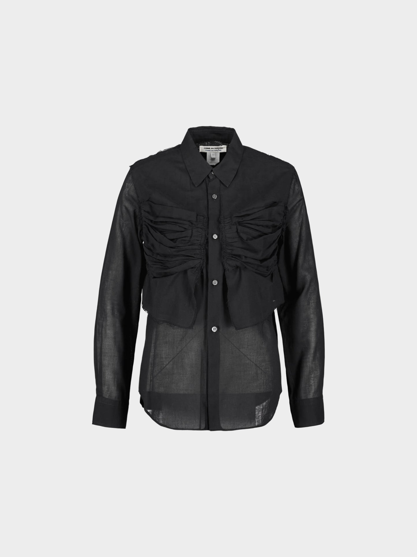 Comme des Garçons 2014 Black Cotton Pleated and Creased Raw-edge Shirt