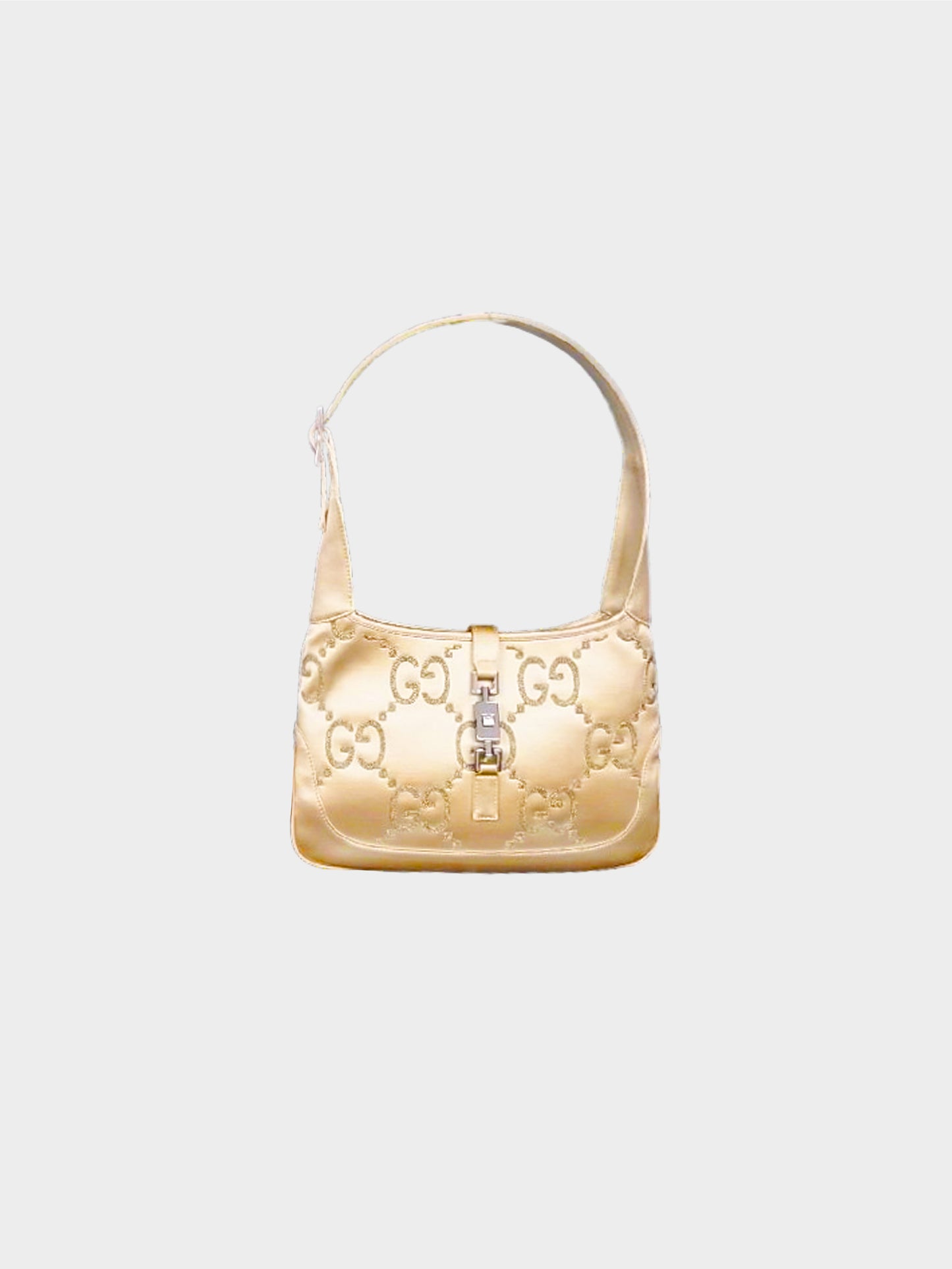 Gucci 2000s Rare Beige Satin Monogram Jackie Handbag