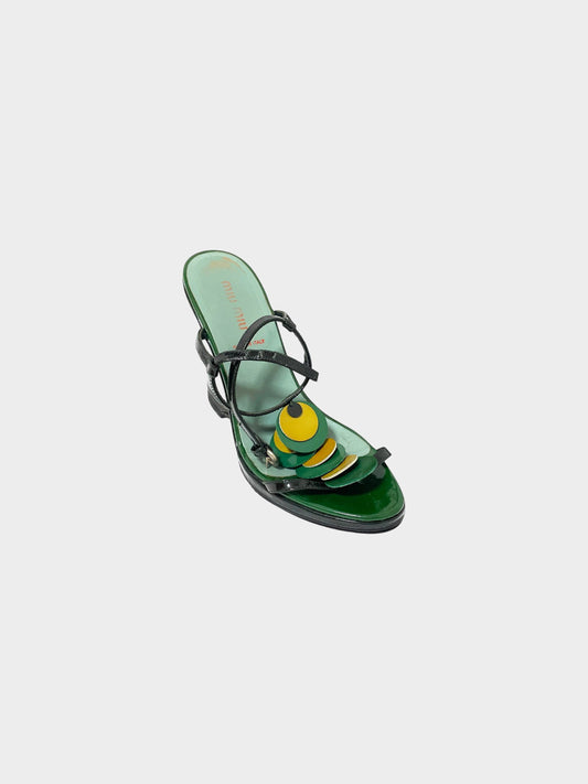 Miu Miu SS 2003 Green Foresta Patent Leather Wedge Heels