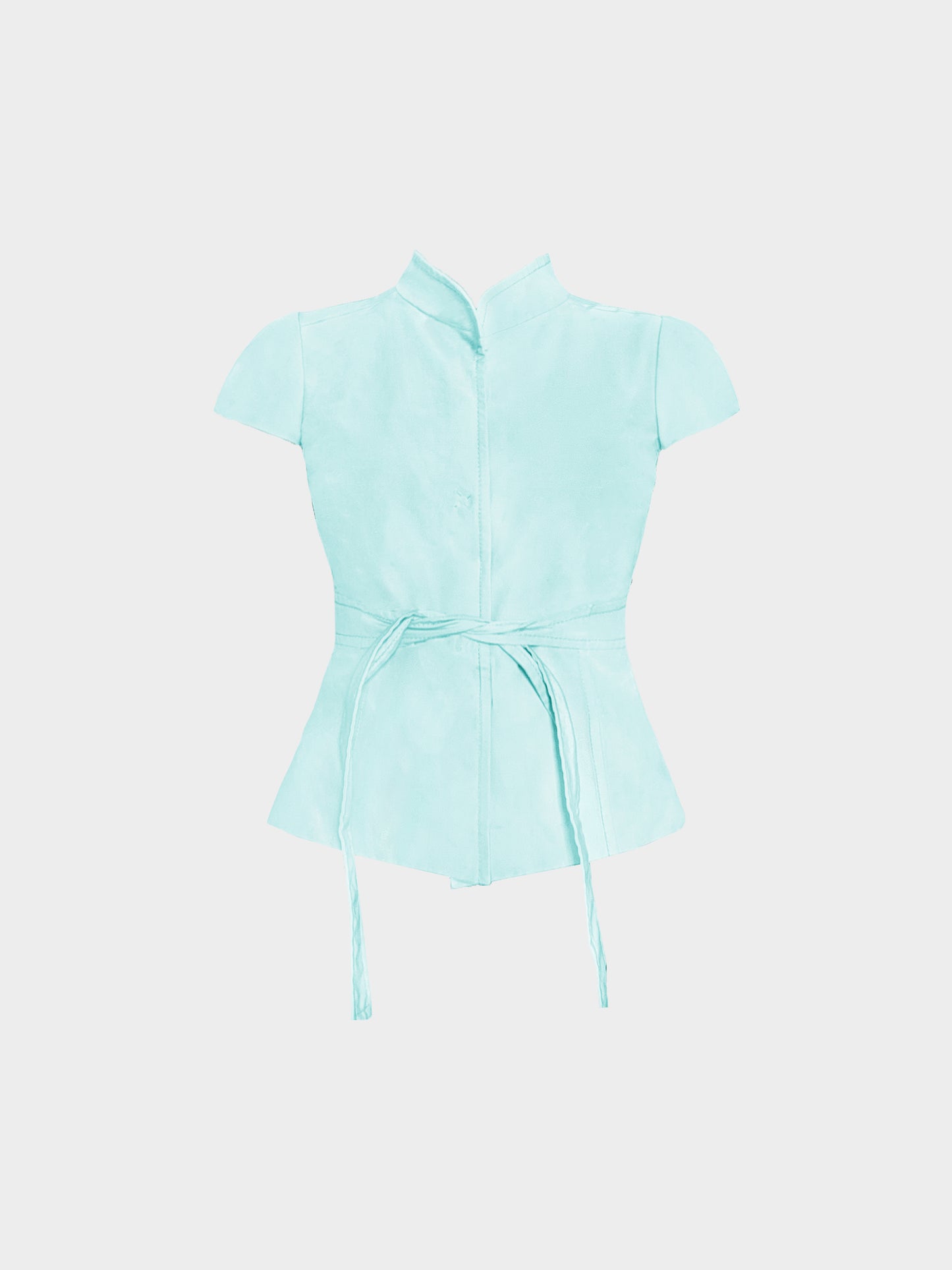 Valentino 1990s Turquoise Cotton Short Sleeve Belted Jacket