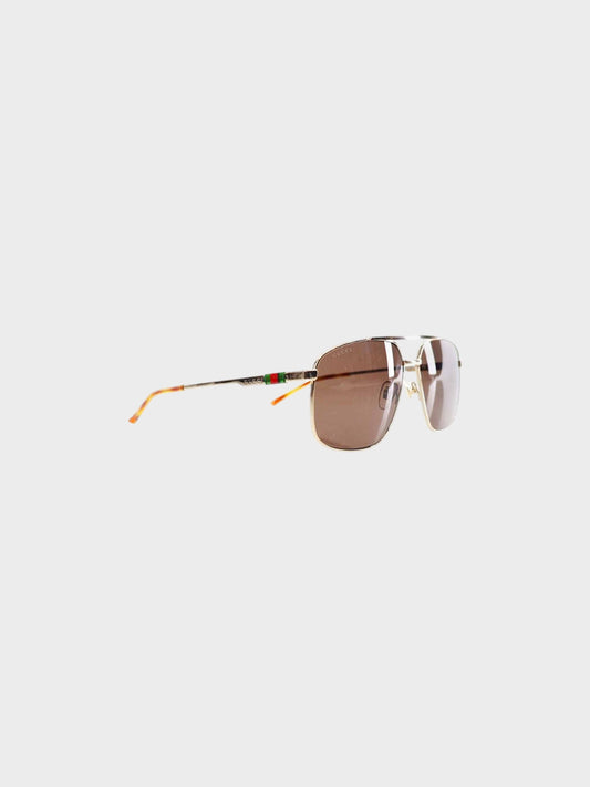 Gucci 2024 Gold Metal Navigator Frame Sunglasses