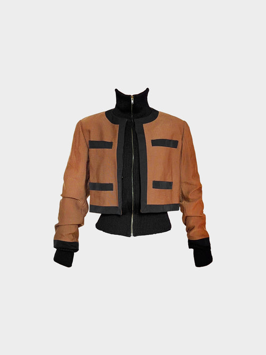 Jean Paul Gaultier 2000s Brown and Black Wool Knit Archive Jacket