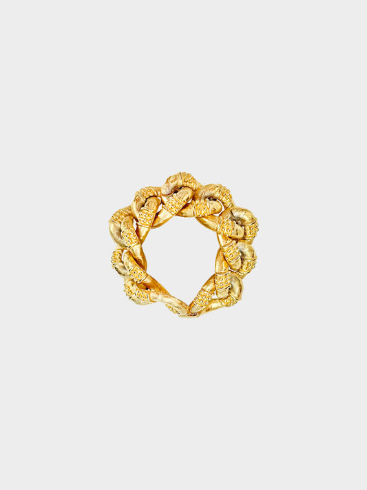 Givenchy 1980s Gold Textured Chain Link Bracelet