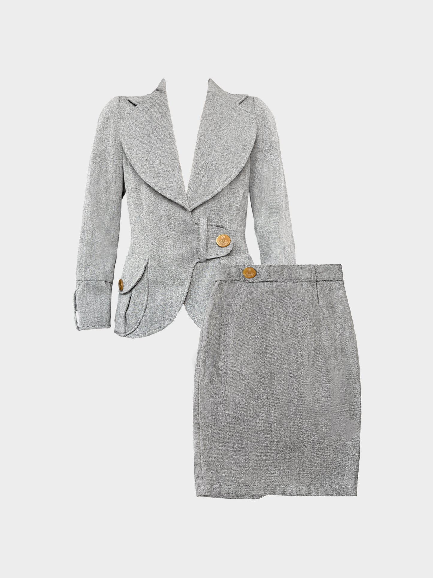 Vivienne Westwood Red Label 1990s Grey Jacket and Skirt Set