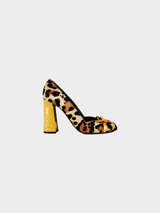 Bottega Veneta 2010s Leopard Print Pony Hair Pumps