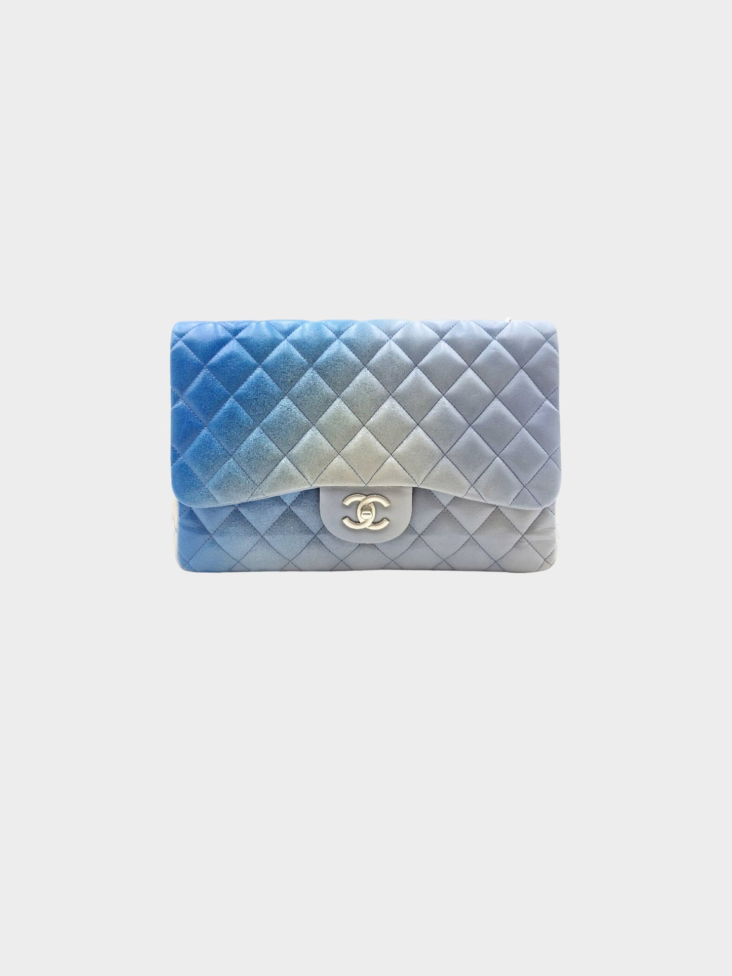 Chanel 2010 Light Blue to Grey Ombre Jumbo Classic Flap Bag