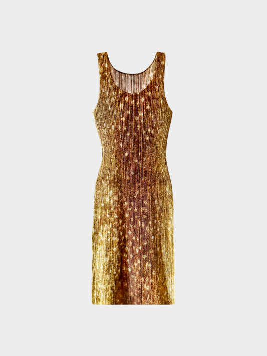 Issey Miyake Pleats Please 2000s Rare Deer Print Pleated Dress