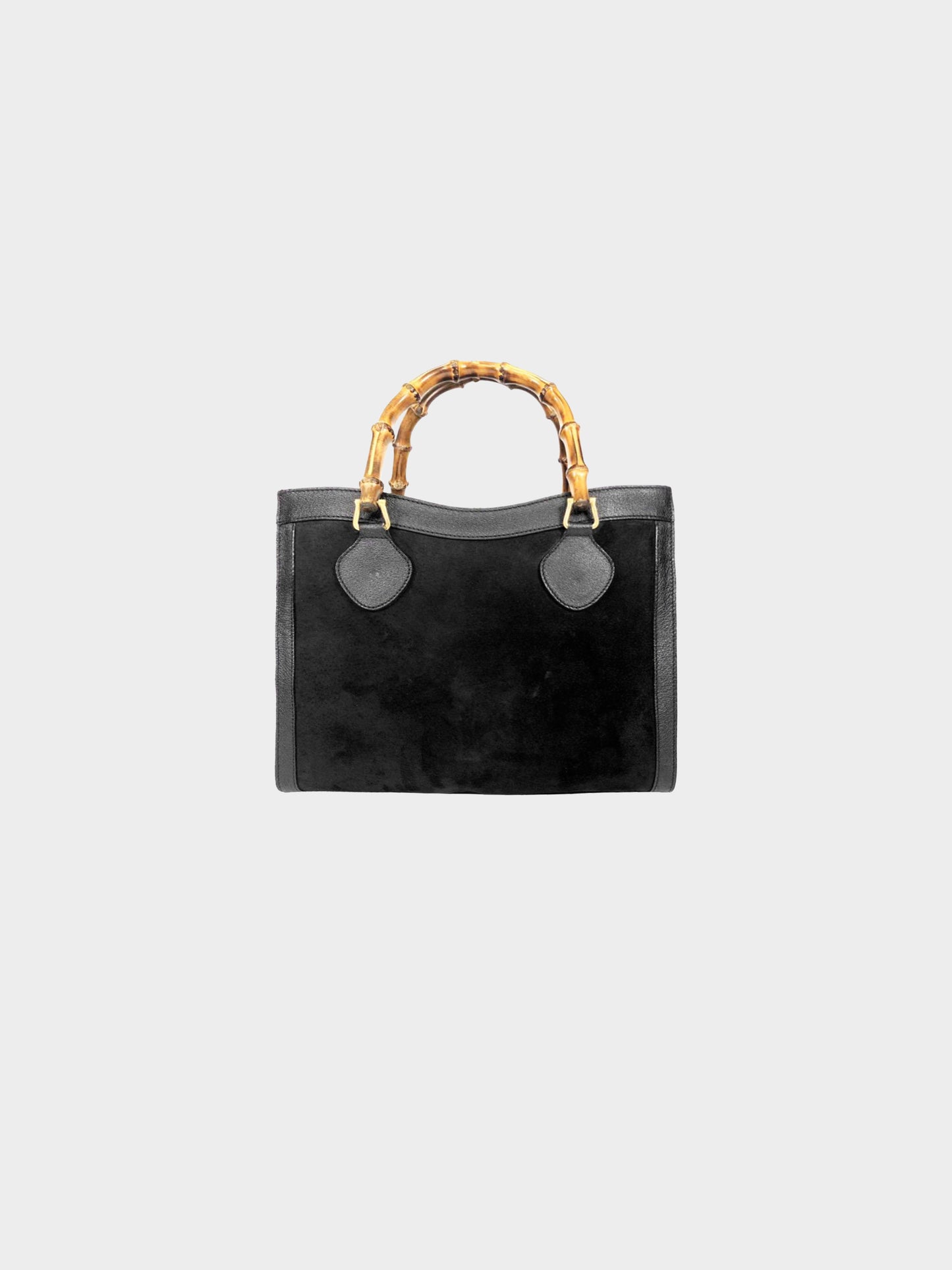 Gucci 2010s Black Leather and Suede Diana Bamboo Tote Bag