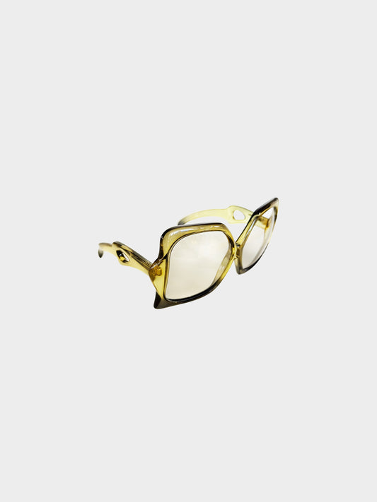 Christian Dior 1970s Green Miss Dior Oversized Butterfly Sunglasses